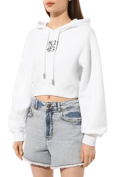 Женский хлопковое худи OFF-WHITE белого цвета, арт. 0WBB056S24FLE003 | Фото 3 (Рукава: Длинные; Длина (для топов): Стандартные; Стили: Гранж; Материал сплава: Проставлено; Материал внешний: Хлопок; Женское Кросс-КТ: Худи-одежда; Драгоценные камни: Проставлено)