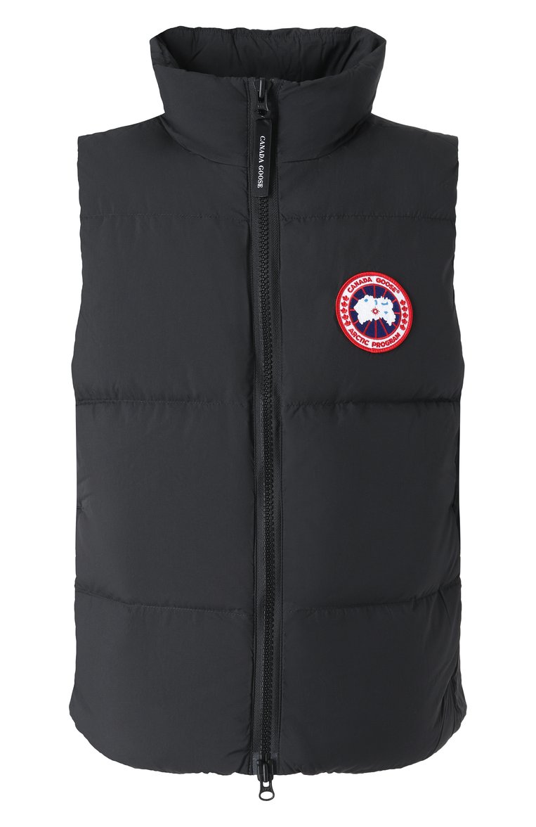 Мужской пуховый жилет CANADA GOOSE черного цвета, арт. 2804M | Фото 1 (Мужское Кросс-КТ: жилеты-объемные; Материал утеплителя: Пух и перо; Стили: Кэжуэл; Материал подклада: Синтетический материал; Длина (верхняя одежда): Короткие; Материал внешний: Синтетический материал)