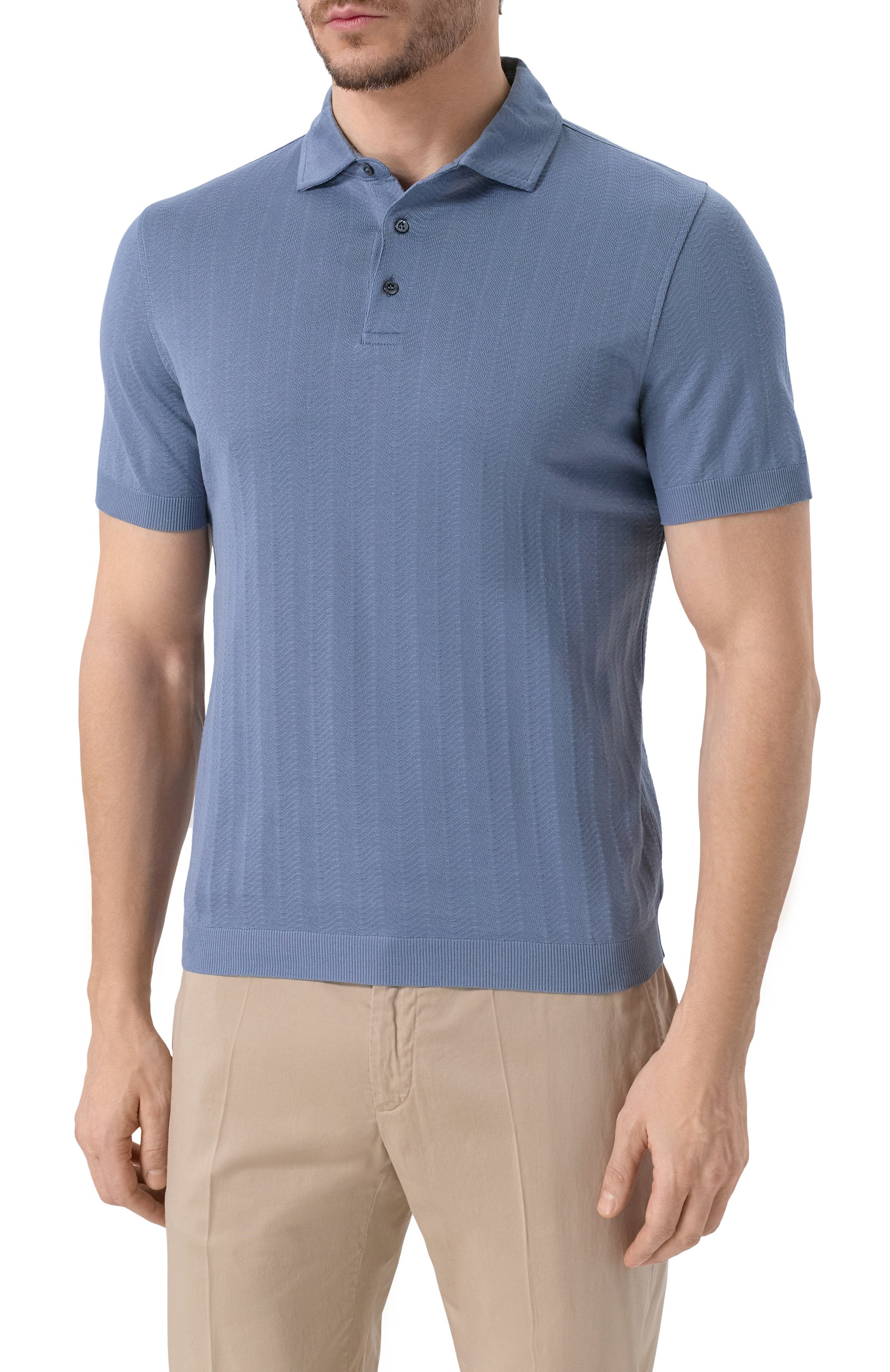 Хлопковое поло CORNELIANI голубого цвета по цене 31150 руб., арт. 25G521-2525007, фото 3 Хлопковое поло CORNELIANI, арт. 25G521-2525007, фото 3