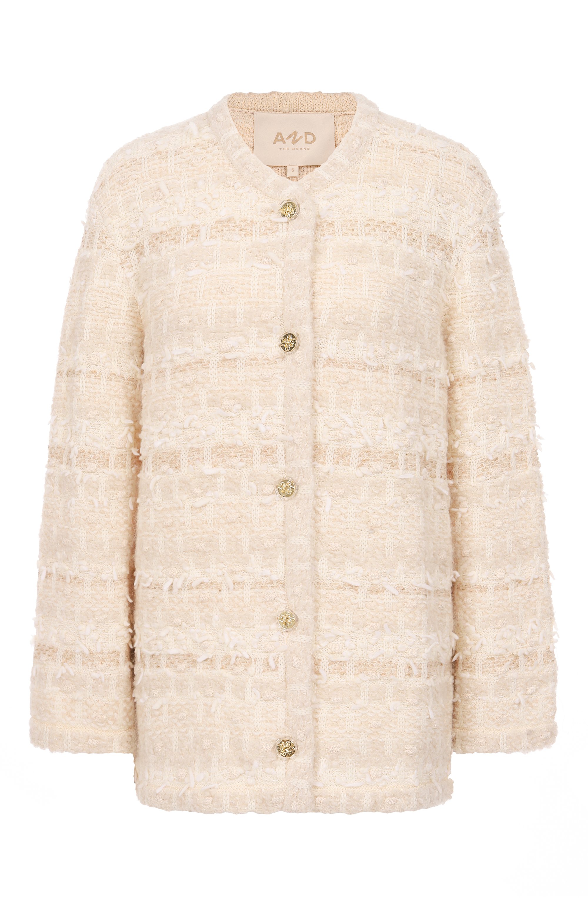 Шерстяной кардиган AND THE BRAND бежевого цвета по цене 87080 руб., арт. W26-CG044-1002-102, фото 1 Шерстяной кардиган AND THE BRAND, арт. W26-CG044-1002-102, фото 1