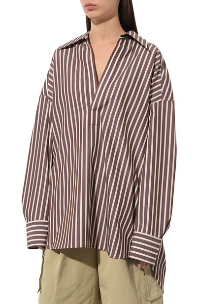 Хлопковая рубашка PETAR PETROV коричневого цвета по цене 69950 руб., арт. S23B17, фото 3 Хлопковая рубашка PETAR PETROV, арт. S23B17, фото 3