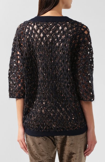Вязаный пуловер с укороченным рукавом BRUNELLO CUCINELLI, арт. M1QR02002, фото 4