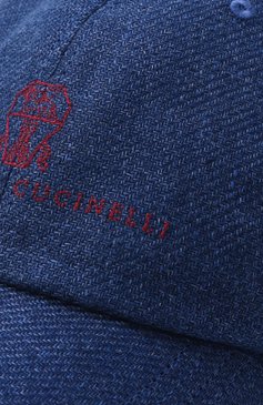 Мужская бейсболка изо льна и шерсти BRUNELLO CUCINELLI синего цвета, арт. MW4829850 | Фото 4 (Нос: Не проставлено; Материал: Текстиль, Лен)