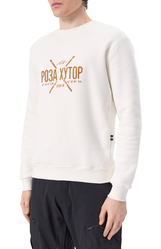 Хлопковый свитшот Fefe` CREW NECK SWEATSHIRT/FLPSCIP03AXYT0PWHITE Кремовый  CREW NECK SWEATSHIRT/FLPSCIP03AXYT0PWHITE Фото 3
