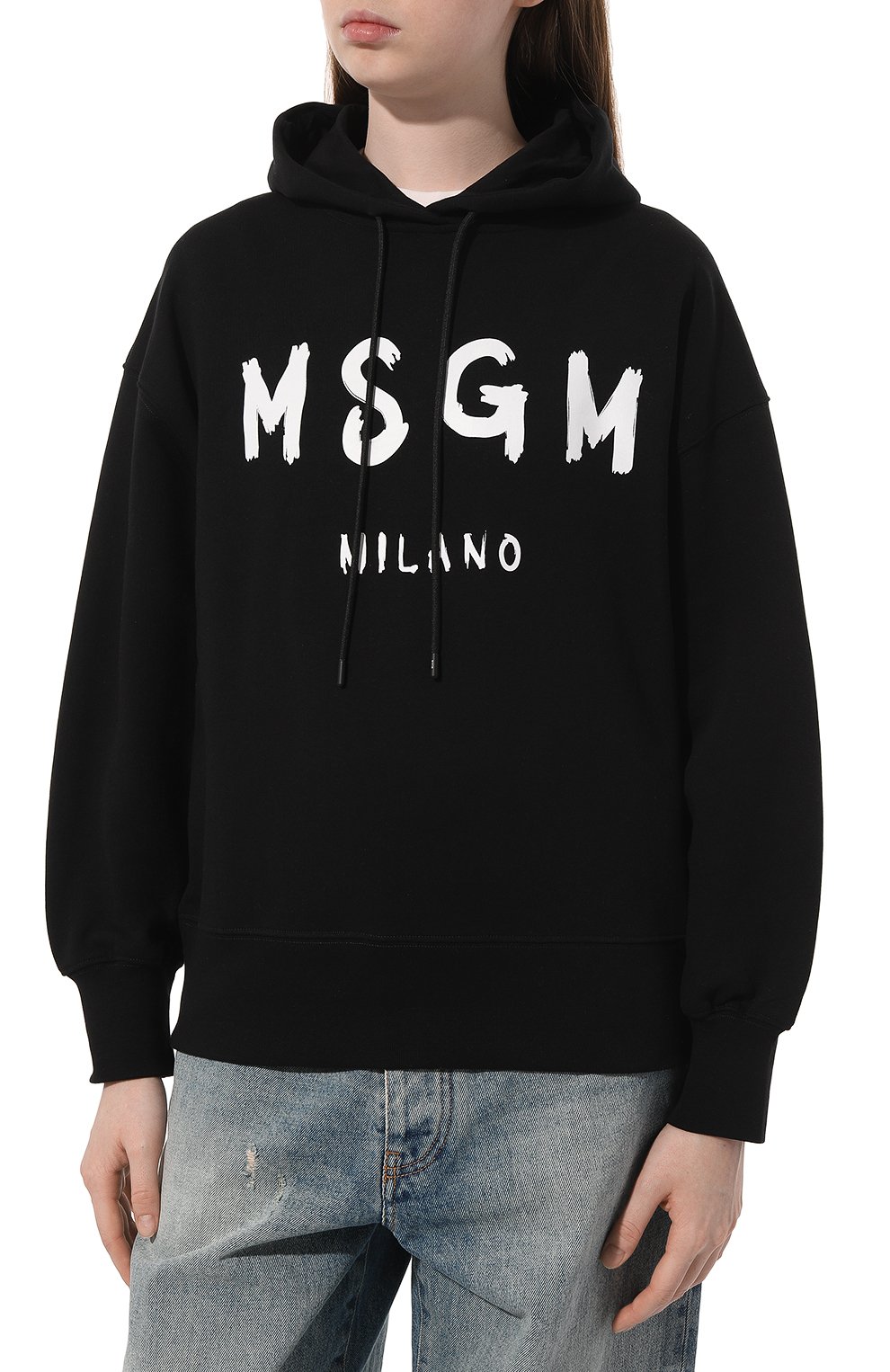 Хлопковое худи MSGM черного цвета по цене 18750 руб., арт. 2000MDM515 200000, фото 3 Хлопковое худи MSGM, арт. 2000MDM515 200000, фото 3