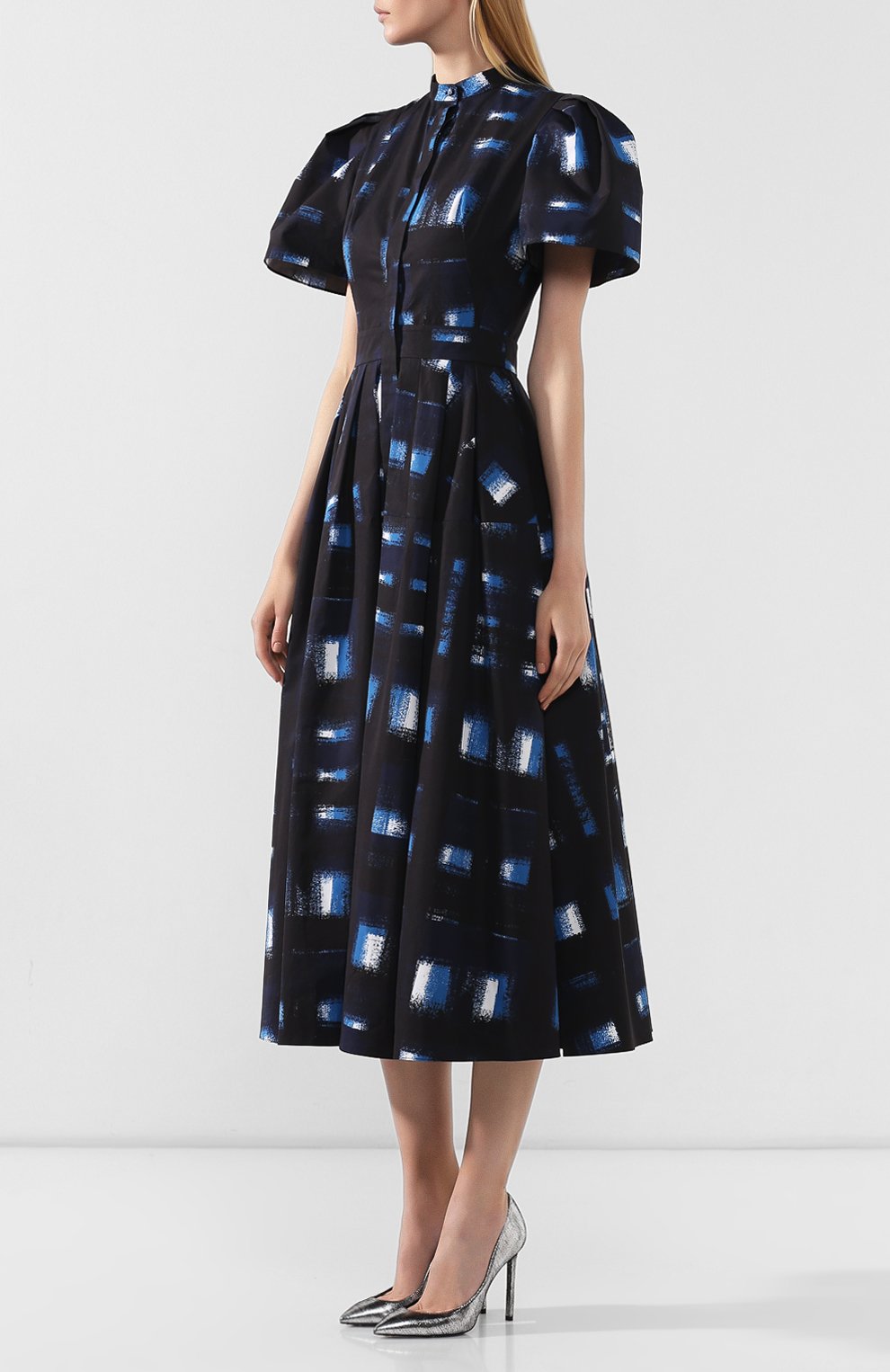 Хлопковое платье ALEXANDER MCQUEEN синего цвета по цене 263500 руб., арт. 585995/QCAAA, фото 3 Хлопковое платье ALEXANDER MCQUEEN, арт. 585995/QCAAA, фото 3