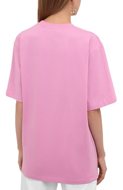 Хлопковая футболка MSGM розового цвета по цене 12400 руб., арт. 3141MDM168 217798, фото 4 Хлопковая футболка MSGM, арт. 3141MDM168 217798, фото 4