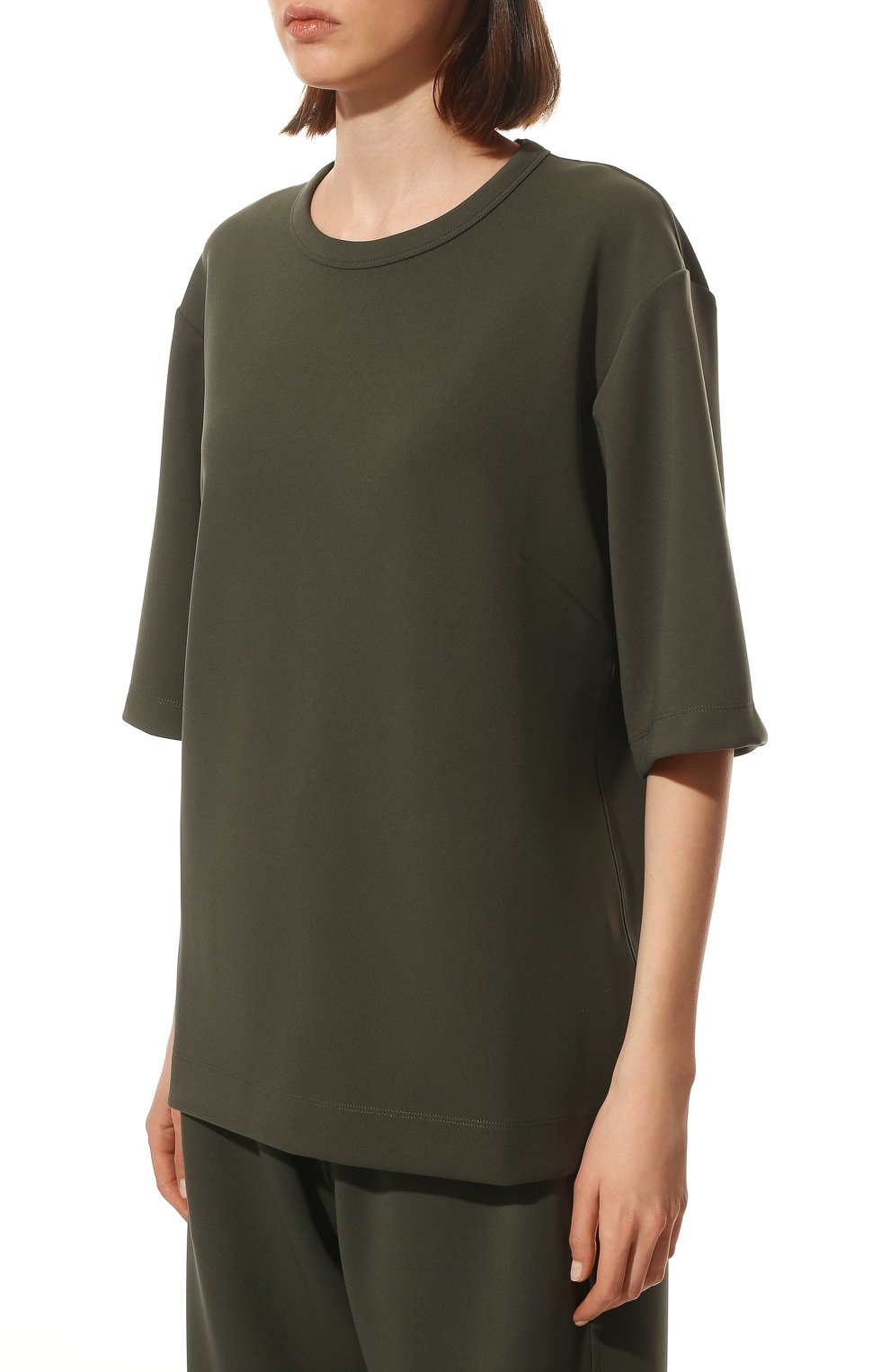 Футболка DRIES VAN NOTEN хаки цвета по цене 35650 руб., арт. 221-011151-4308, фото 3 Футболка DRIES VAN NOTEN, арт. 221-011151-4308, фото 3