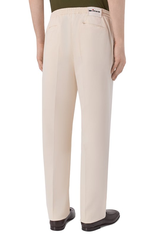 Брюки из хлопка и шелка Kiton UPLACRK0607H Кремовый  UPLACRK0607H Фото 4
