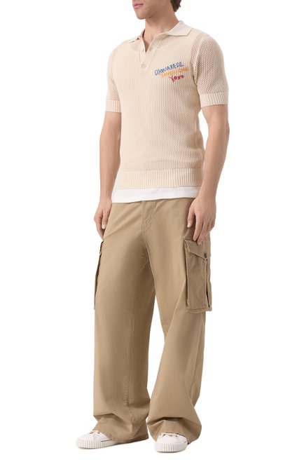 Мужские хлопковые брюки-карго DSQUARED2 бежевого цвета, арт. S78LB0112/S78499 | Фото 2 (Драгоценные камни: Проставлено; Материал внешний: Хлопок; Материал сплава: Проставлено; Длина (брюки, джинсы): Стандартные)