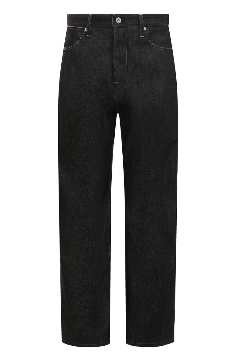 Мужские джинсы JIL SANDER темно-синего цвета, арт. J23KA0102/J45041 | Фото 1 (Длина (брюки, джинсы): Стандартные; Материал внешний: Хлопок, Деним; Силуэт М (брюки): Шир�окие; Кросс-КТ: Деним; Стили: Повседневный)