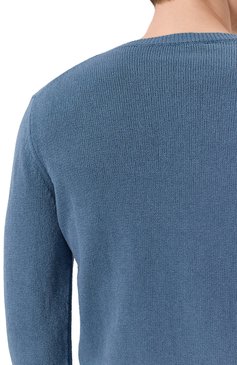 Мужской джемпер из хлопка и кашемира CORNELIANI голубого цвета, арт. 25M598-2525176 | Фото 5 (Рукава: Длинные; Материал внешний: Хлопок; Длина (для топов): Стандартные; Мужское Кросс-КТ: Джемперы; Стили: Кэжуэл; Принт: Без принта; Вырез: Круглый)