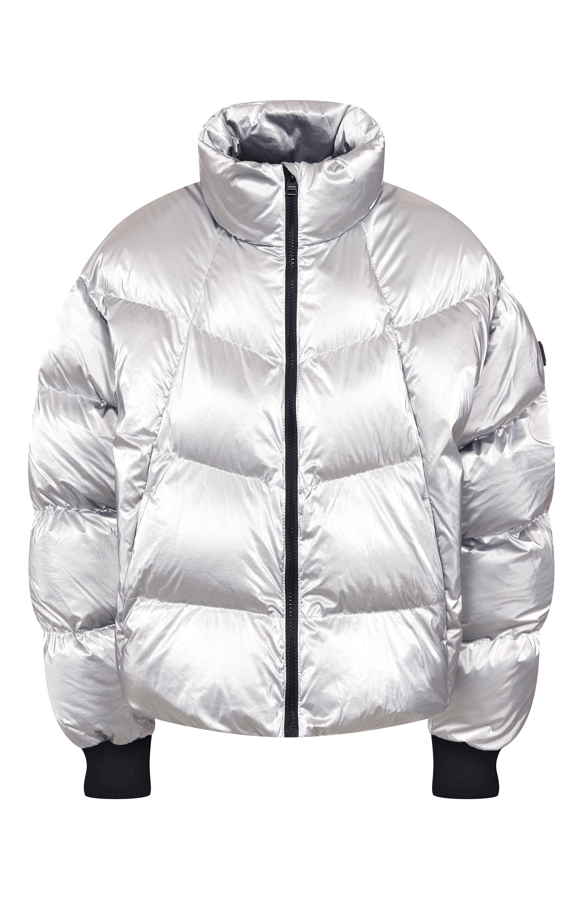 Пуховик HUGO BLUE серебряного цвета по цене 33950 руб., арт. 50546368, фото 1 Пуховик HUGO BLUE, арт. 50546368, фото 1