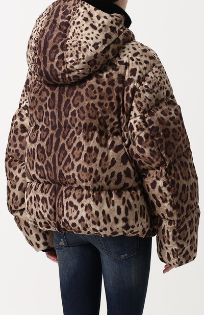 Стеганый пуховик свободного кроя с леопардовым принтом и капюшоном DOLCE & GABBANA, арт. 0102/F9A87T/FSM7M, фото 4