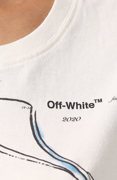 Хлопковая футболка OFF-WHITE белого цвета по цене 31750 руб., арт. 0WAA049E19B070620110, фото 5 Хлопковая футболка OFF-WHITE, арт. 0WAA049E19B070620110, фото 5