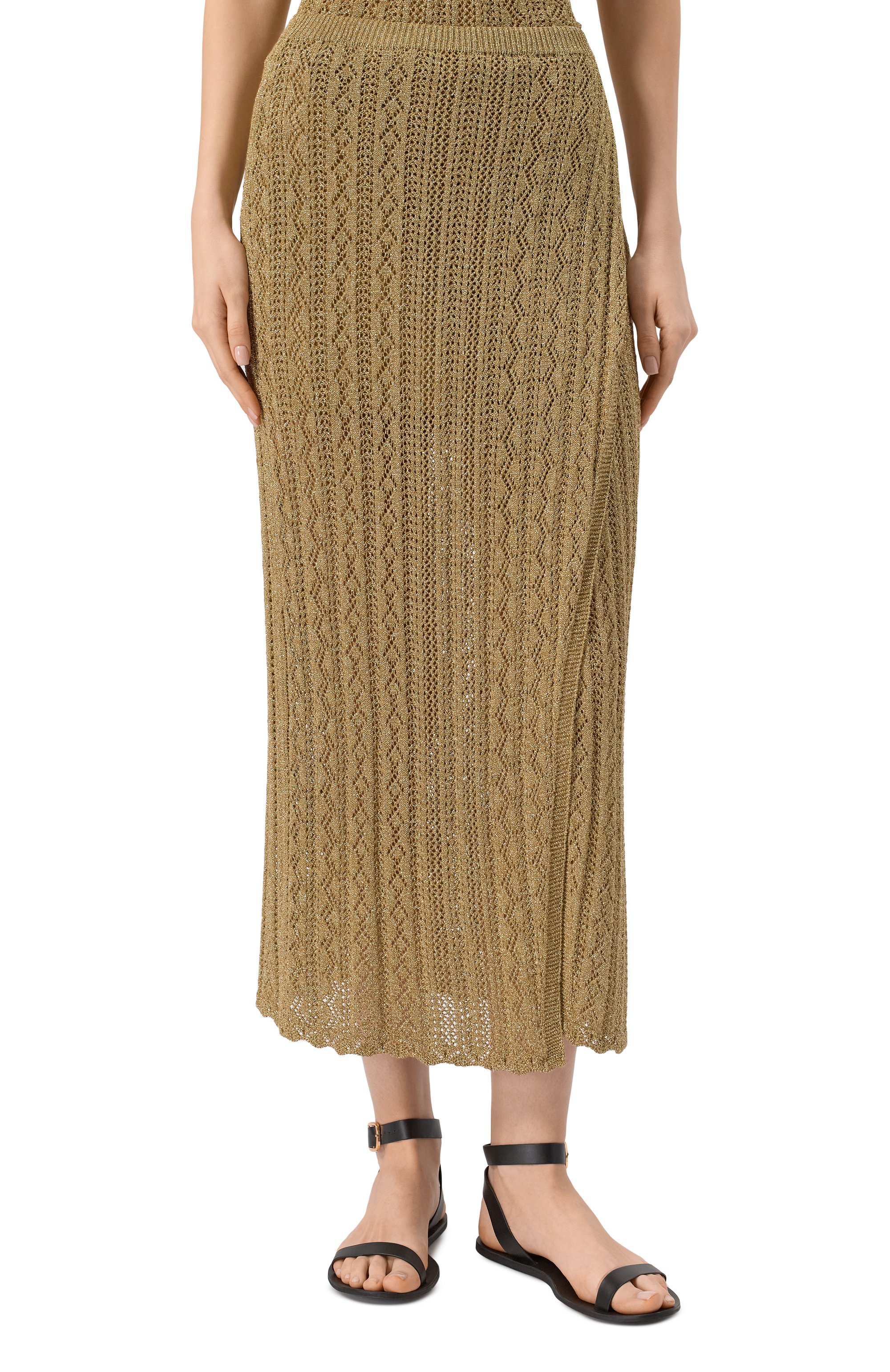 Юбка из вискозы TWINSET золотого цвета по цене 36600 руб., арт. 251TT3192, фото 3 Юбка из вискозы TWINSET, арт. 251TT3192, фото 3