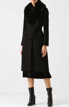 Кашемировое пальто с поясом и меховым воротником ROBERTO CAVALLI, арт. HQQ507/WH020, фото 1