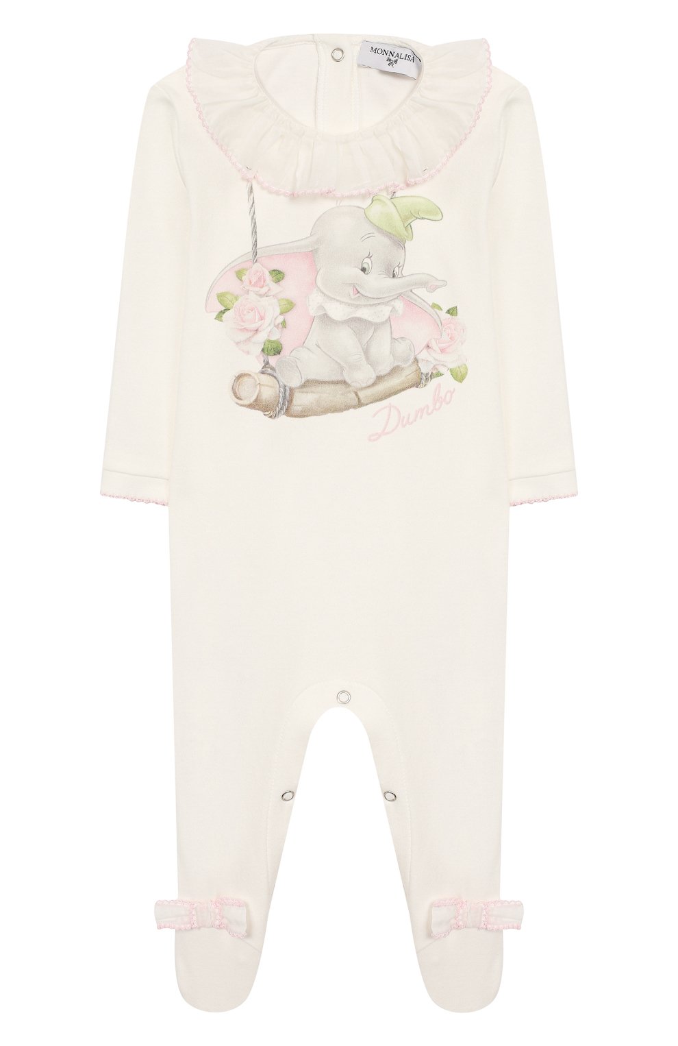 Хлопковый комбинезон MONNALISA белого цвета по цене 8750 руб., арт. 355204SC, фото 1 Хлопковый комбинезон MONNALISA, арт. 355204SC, фото 1