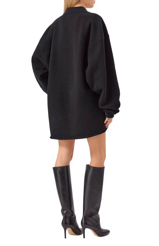 Хлопковое платье Off-White 0WDF002F25FLE001 Чёрный  0WDF002F25FLE001 Фото 3