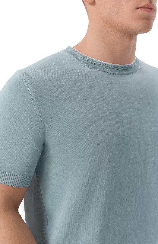 Хлопковый джемпер Canali C1161/MK02460 Голубой  C1161/MK02460 Фото 5