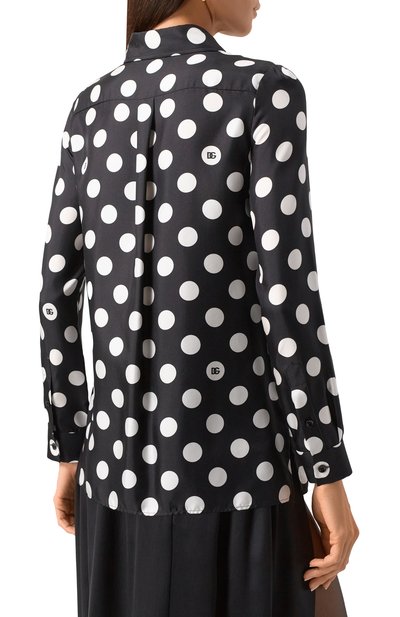 Атласная блузка DOLCE & GABBANA черно-белого цвета по цене 156000 руб., арт. F5S48T/IS1VL, фото 4 Атласная блузка DOLCE & GABBANA, арт. F5S48T/IS1VL, фото 4