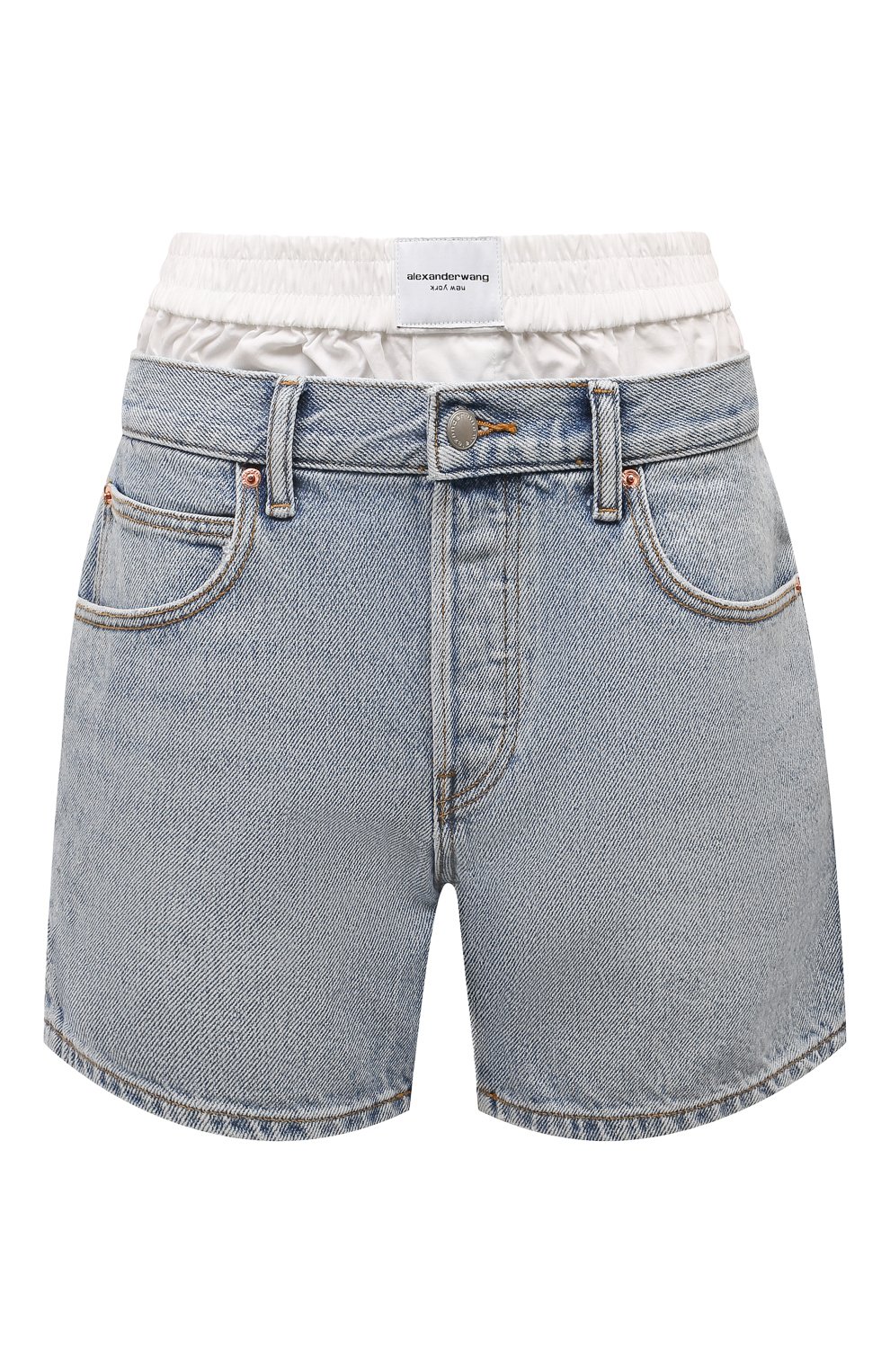 Джинсовые шорты ALEXANDER WANG голубого цвета по цене 59350 руб., арт. 4DC3244404, фото 1 Джинсовые шорты ALEXANDER WANG, арт. 4DC3244404, фото 1