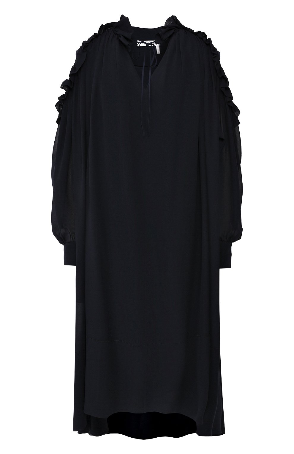 Шелковое платье CHLOÉ темно-синего цвета по цене 332500 руб., арт. CHC19SR016002, фото 1 Шелковое платье CHLOÉ, арт. CHC19SR016002, фото 1