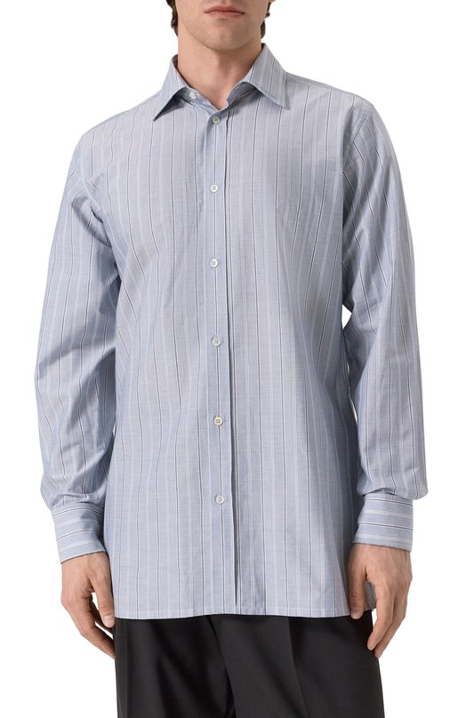 Хлопковая рубашка Maison Margiela S50DT0048/M35281 Голубой  S50DT0048/M35281 Фото 3