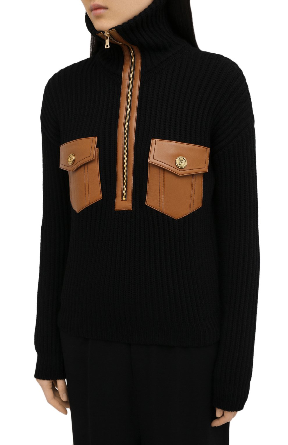 Шерстяной свитер BALMAIN черного цвета по цене 166500 руб., арт. UF03358/K175, фото 3 Шерстяной свитер BALMAIN, арт. UF03358/K175, фото 3