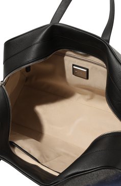 Мужская дорожная сумка SANTONI темно-синего цвета, арт. UIBBA2419EN-ATU4 | Фото 5 (Материал: Натуральная кожа; Ремень/цепочка: На ремешке; Размер: large; Материал сплава: Проставлено; Драгоценные камни: Проставлено)
