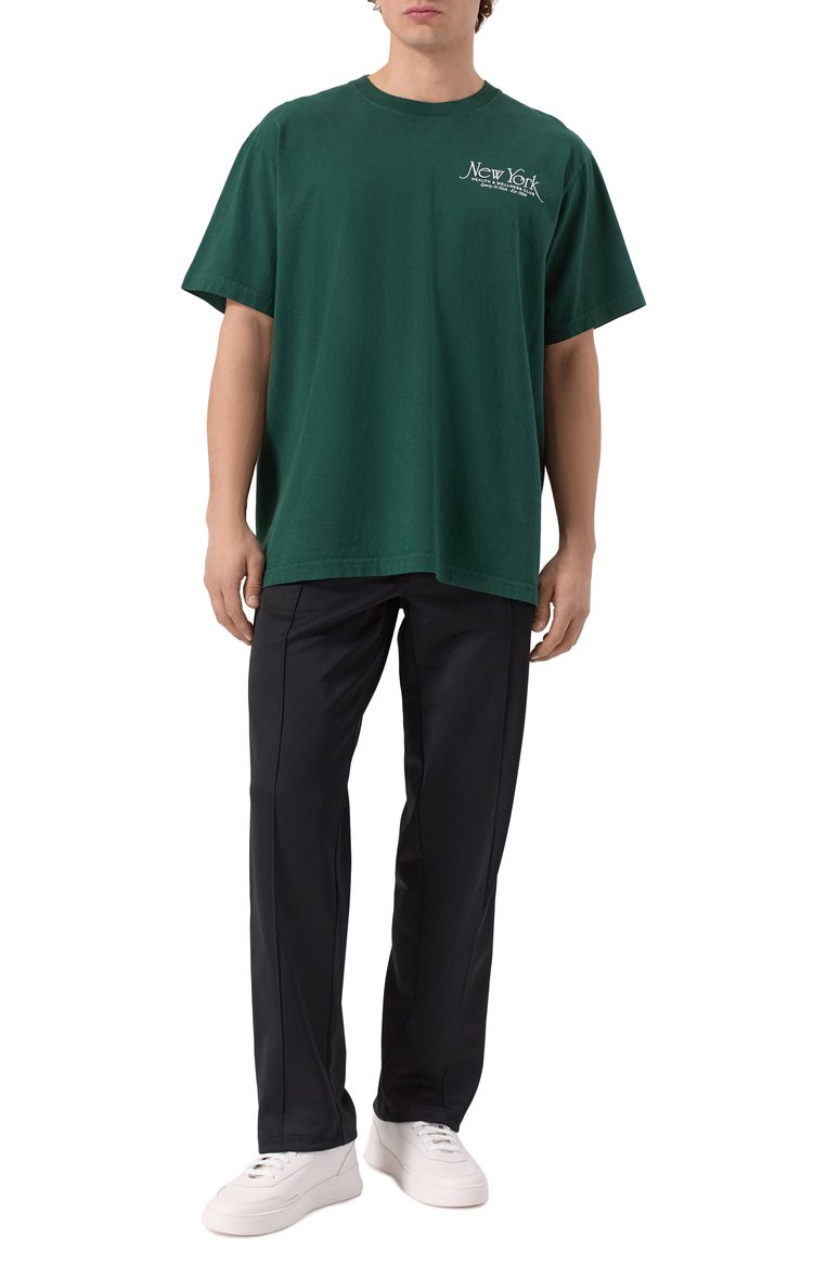 Мужского хлопковая футболка SPORTY AND RICH зеленого цвета, арт. T0043606034GR10 | Фото 2 (Материал внешний: Хлопок; Принт: С принтом; Стили: Кэжуэл; Женское Кросс-КТ: Футболка-одежда; Детали: Без декора; Региональные ограничения белый список (Axapta Mercury): Не проставлено; Нос: Не проставлено; Мужское Кросс-КТ: Футболка-одежда)