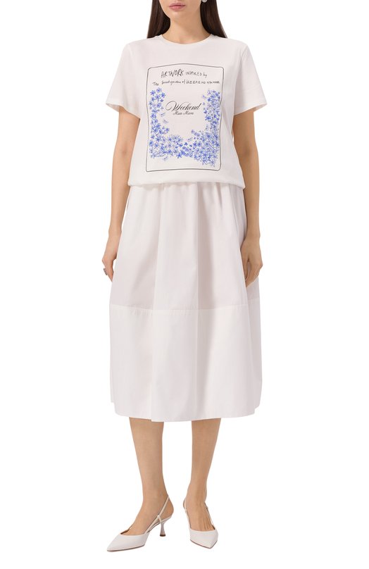 Хлопковая футболка Weekend Max Mara TEIERA Белый  TEIERA Фото 2
