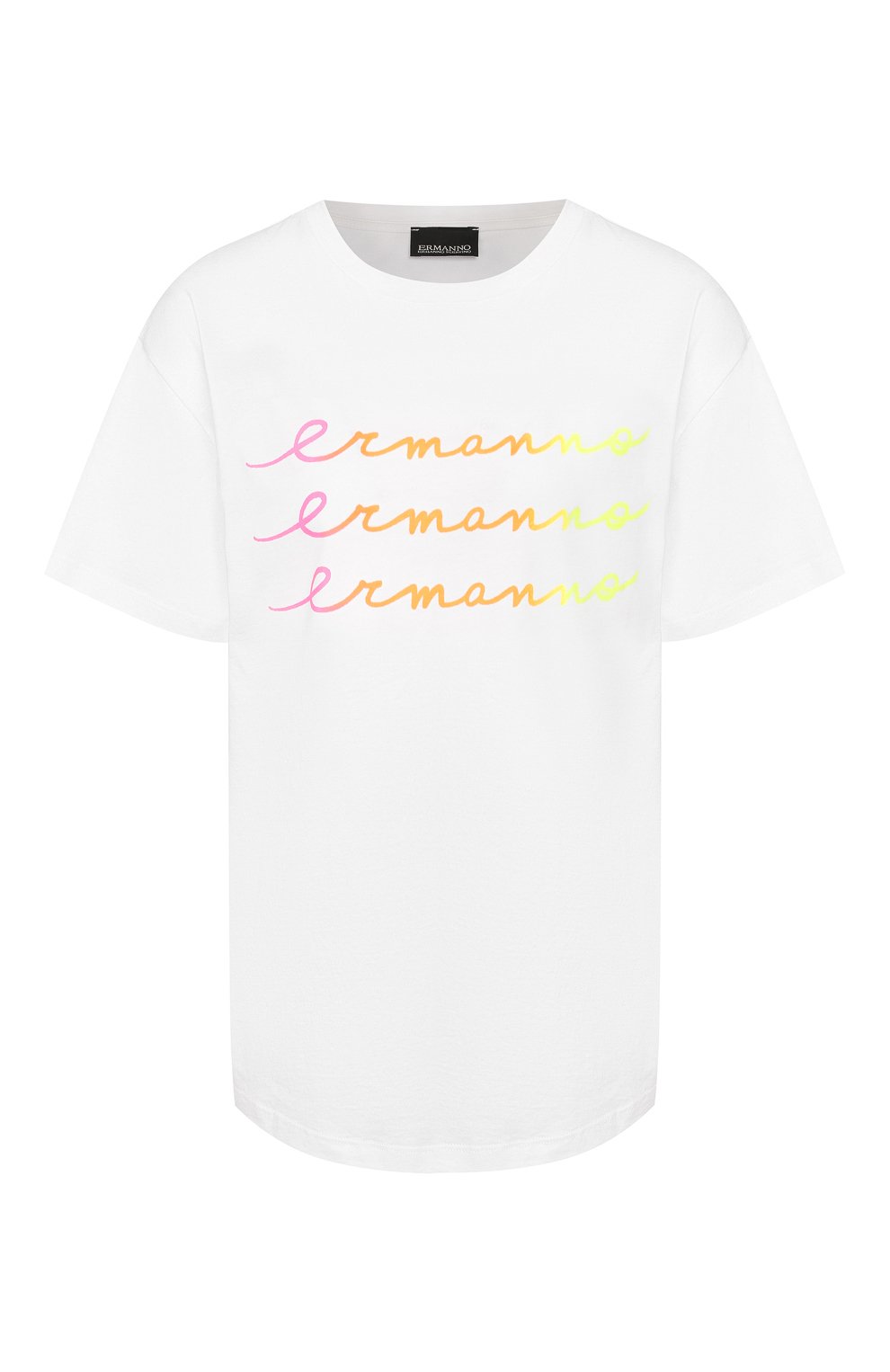 Хлопковая футболка ERMANNO ERMANNO SCERVINO белого цвета по цене 13400 руб., арт. 46T TS27 JC0, фото 1 Хлопковая футболка ERMANNO ERMANNO SCERVINO, арт. 46T TS27 JC0, фото 1