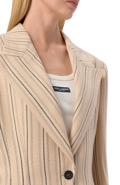 Жакет из вискозы DOLCE & GABBANA бежевого цвета по цене 429000 руб., арт. F29W0T/FR8AC, фото 5 Жакет из вискозы DOLCE & GABBANA, арт. F29W0T/FR8AC, фото 5