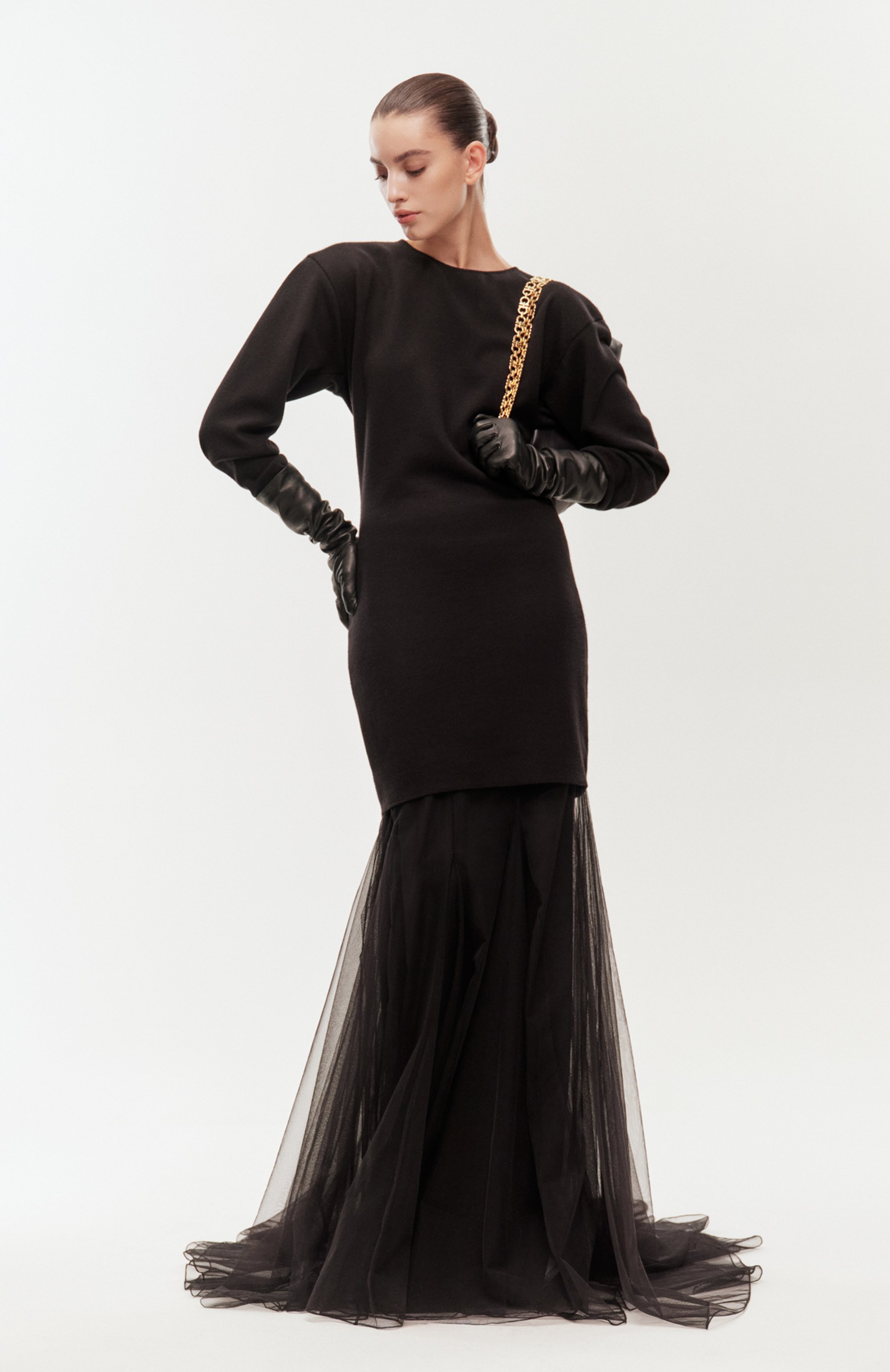 Шерстяное платье SAINT LAURENT черного цвета по цене 383000 руб., арт. 851555/YAZA2, фото 6 Шерстяное платье SAINT LAURENT, арт. 851555/YAZA2, фото 6