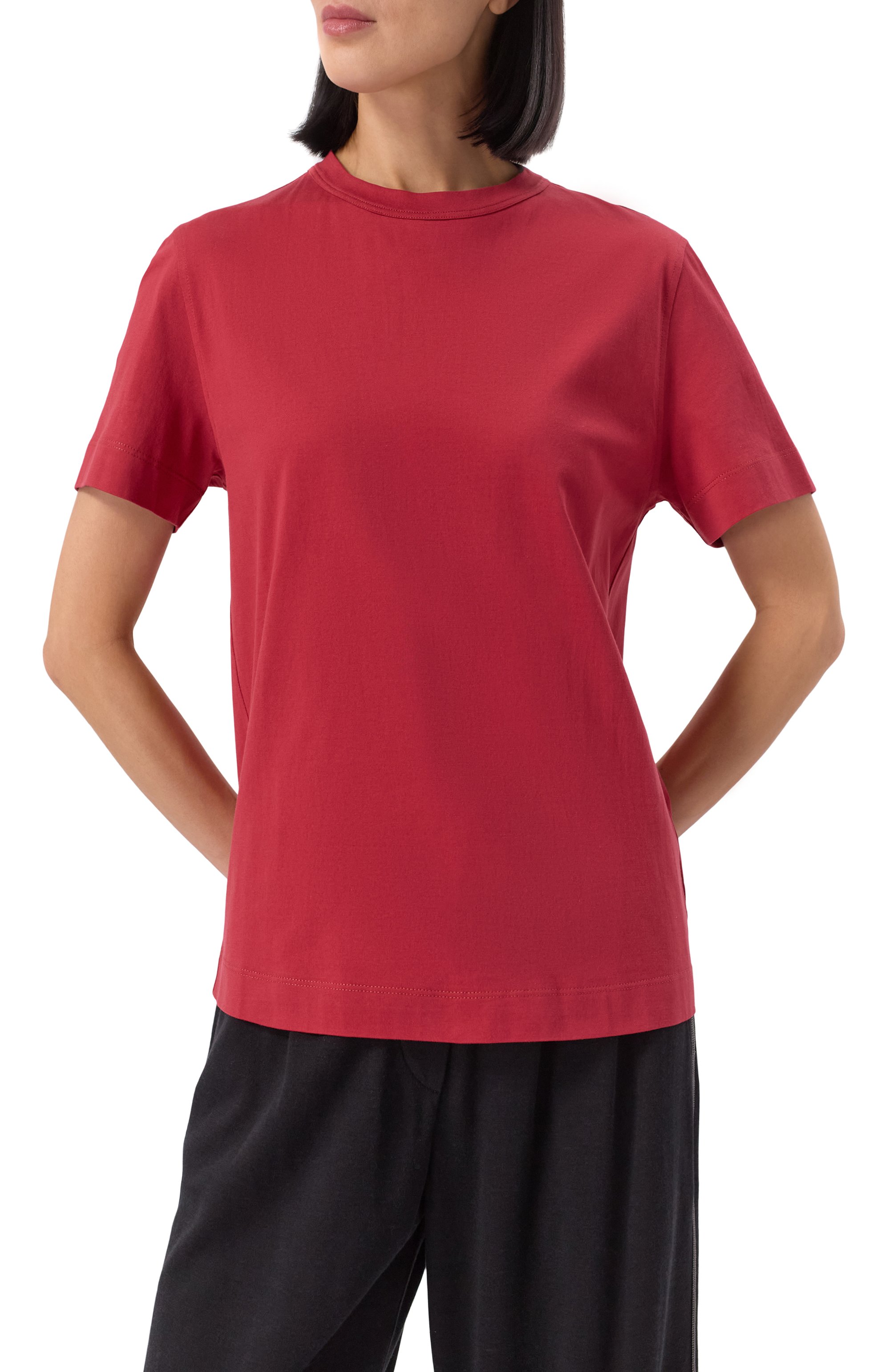 Хлопковая футболка BRUNELLO CUCINELLI красного цвета по цене 49100 руб., арт. M0T81BI100, фото 3 Хлопковая футболка BRUNELLO CUCINELLI, арт. M0T81BI100, фото 3