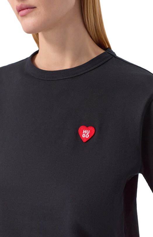 Хлопковая футболка HUGO 50562145 Чёрный  50562145 Фото 5