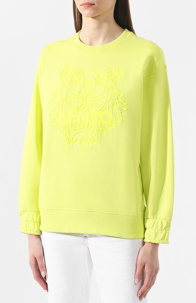 Хлопковый свитшот KENZO зеленого цвета по цене 29950 руб., арт. 2SW7854XF, фото 3 Хлопковый свитшот KENZO, арт. 2SW7854XF, фото 3