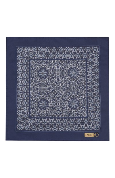 Шелковый платок ZILLI темно-синего цвета по цене 8995 руб., арт. 50703/HANDKERCHIEFS, фото 3 Шелковый платок ZILLI, арт. 50703/HANDKERCHIEFS, фото 3