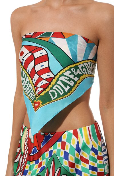 Шелковый платок DOLCE & GABBANA голубого цвета по цене 23600 руб., арт. FN093R/GDBTQ, фото 2 Шелковый платок DOLCE & GABBANA, арт. FN093R/GDBTQ, фото 2
