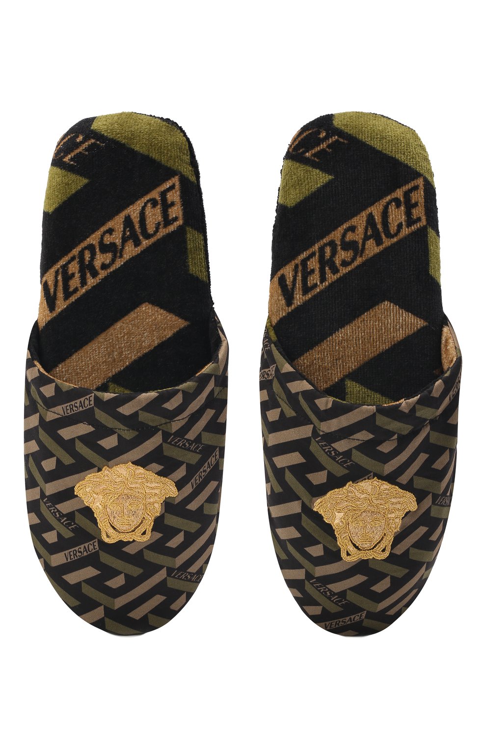Текстильные домашние туфли VERSACE хаки цвета по цене 28900 руб., арт. ZSLB00007/ZC0SP131, фото 6 Текстильные домашние туфли VERSACE, арт. ZSLB00007/ZC0SP131, фото 6
