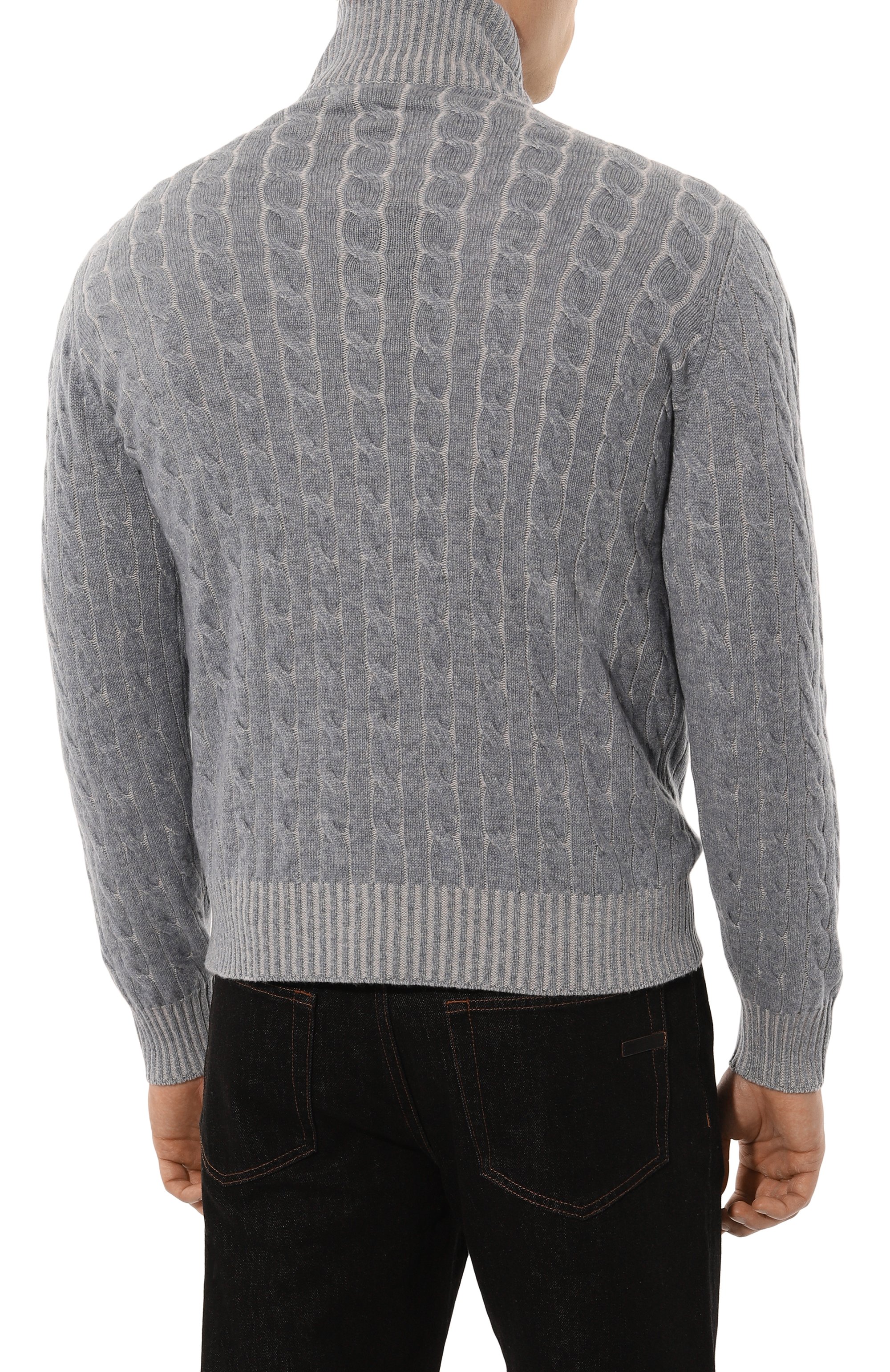 Кашемировый джемпер BRUNELLO CUCINELLI светло-серого цвета по цене 337000 руб., арт. M22700604, фото 4 Кашемировый джемпер BRUNELLO CUCINELLI, арт. M22700604, фото 4