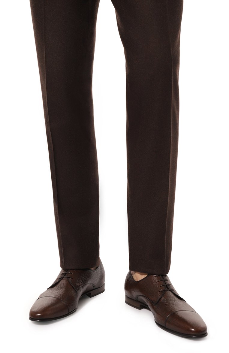 Мужские кожаные дерби BARRETT темно-коричневого цвета, арт. 141U034.62 | Фото 3 (Материал внутренний: Натуральная кожа; Материал сплава: Проставлено; Нос: Не проставлено; Стили: Классический)