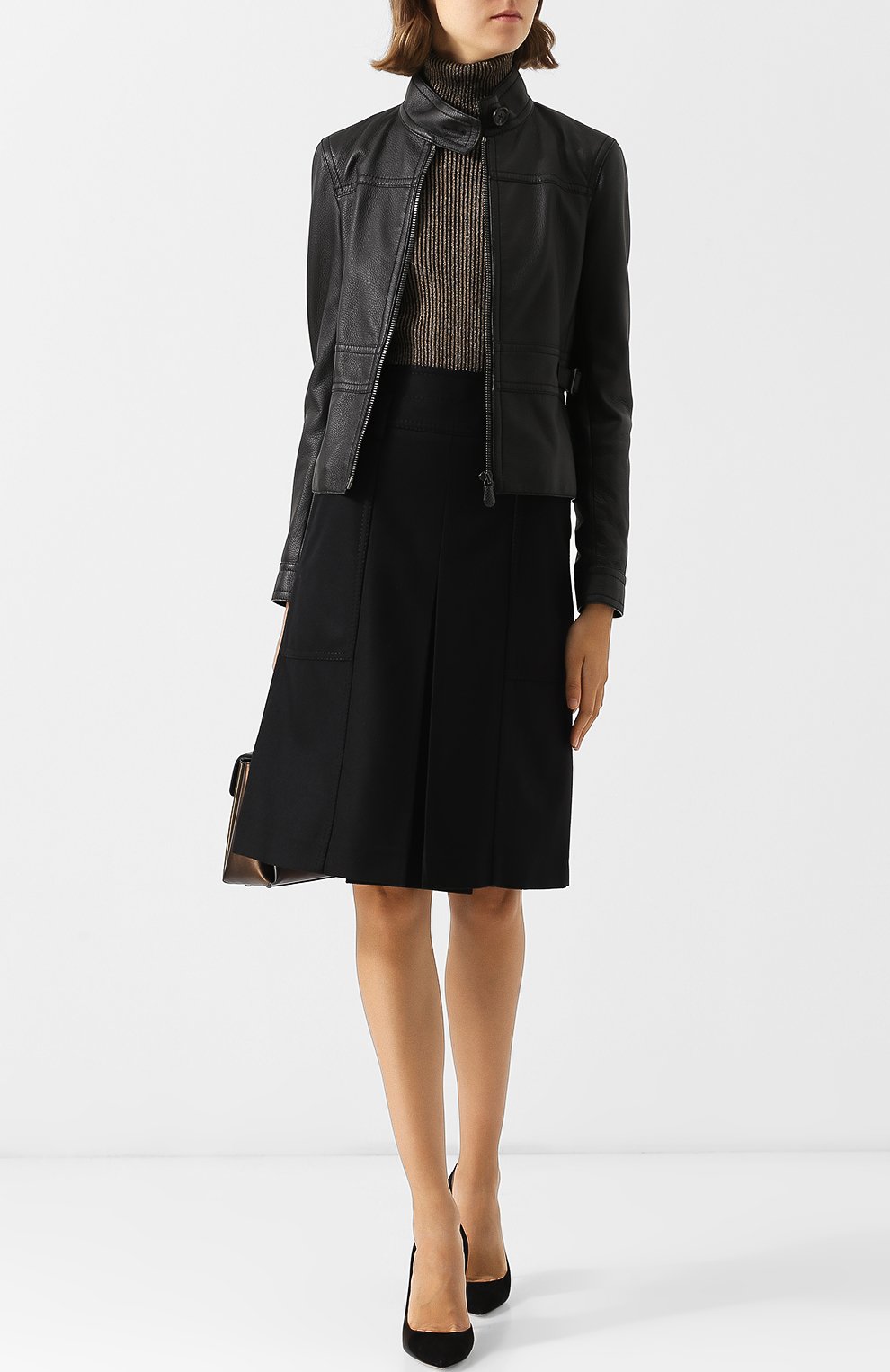 Приталенная кожаная куртка с воротником-стойкой BOTTEGA VENETA, арт. 472169/V0K90, фото 2