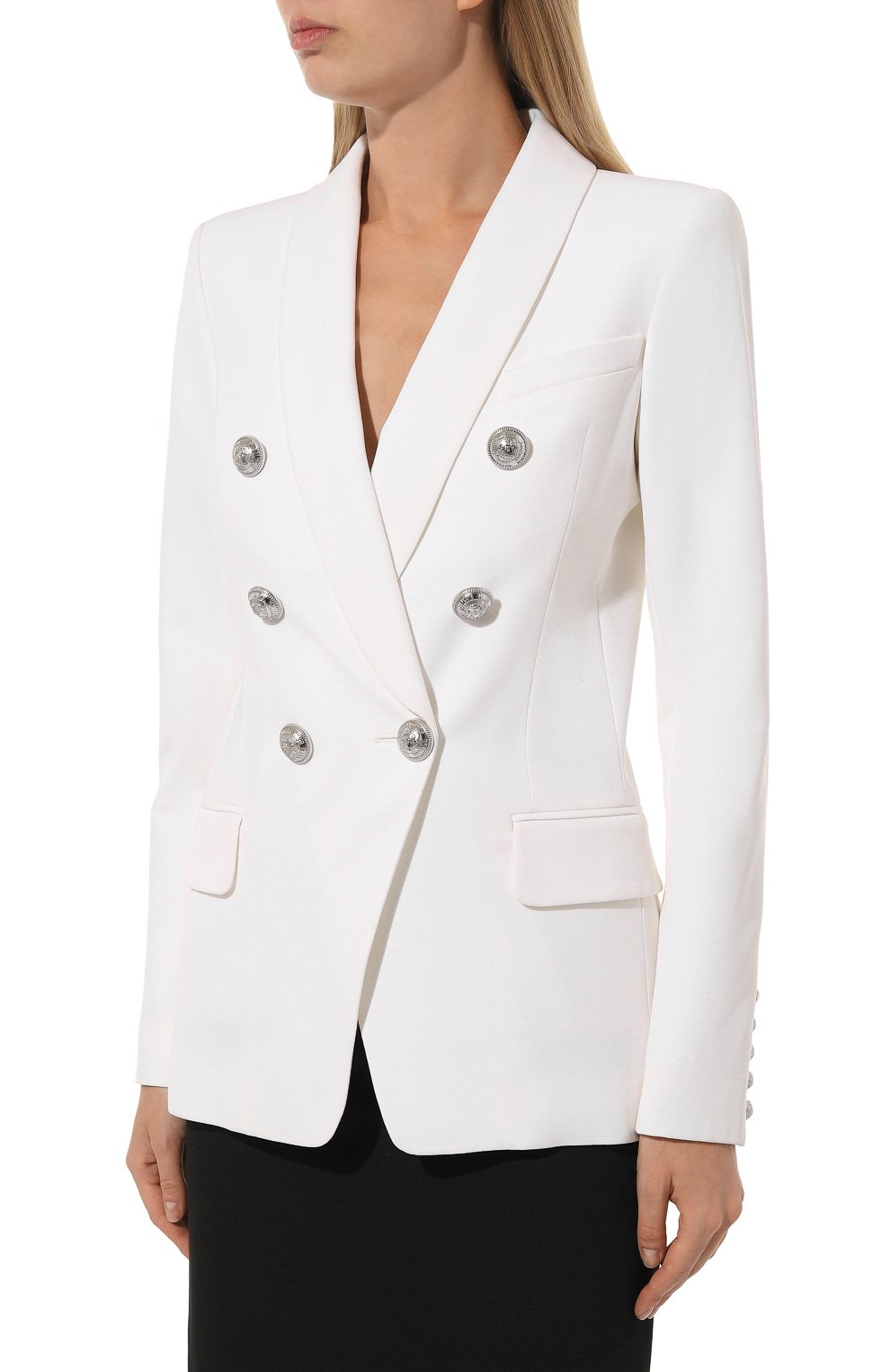 Жакет из вискозы и шерсти BALMAIN белого цвета по цене 250500 руб., арт. TF07471V093, фото 3 Жакет из вискозы и шерсти BALMAIN, арт. TF07471V093, фото 3