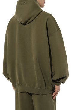 Мужской хлопковое худи VETEMENTS хаки цвета, арт. UE64HD300Z | Фото 4 (Рукава: Длинные; Принт: Без принта; Длина (для топов): Удлиненные; Мужское Кросс-КТ: Худи-одежда; Материал сплава: Проставлено; Стили: Милитари; Материал внешний: Хлопок; Драгоценные камни: Проставлено)