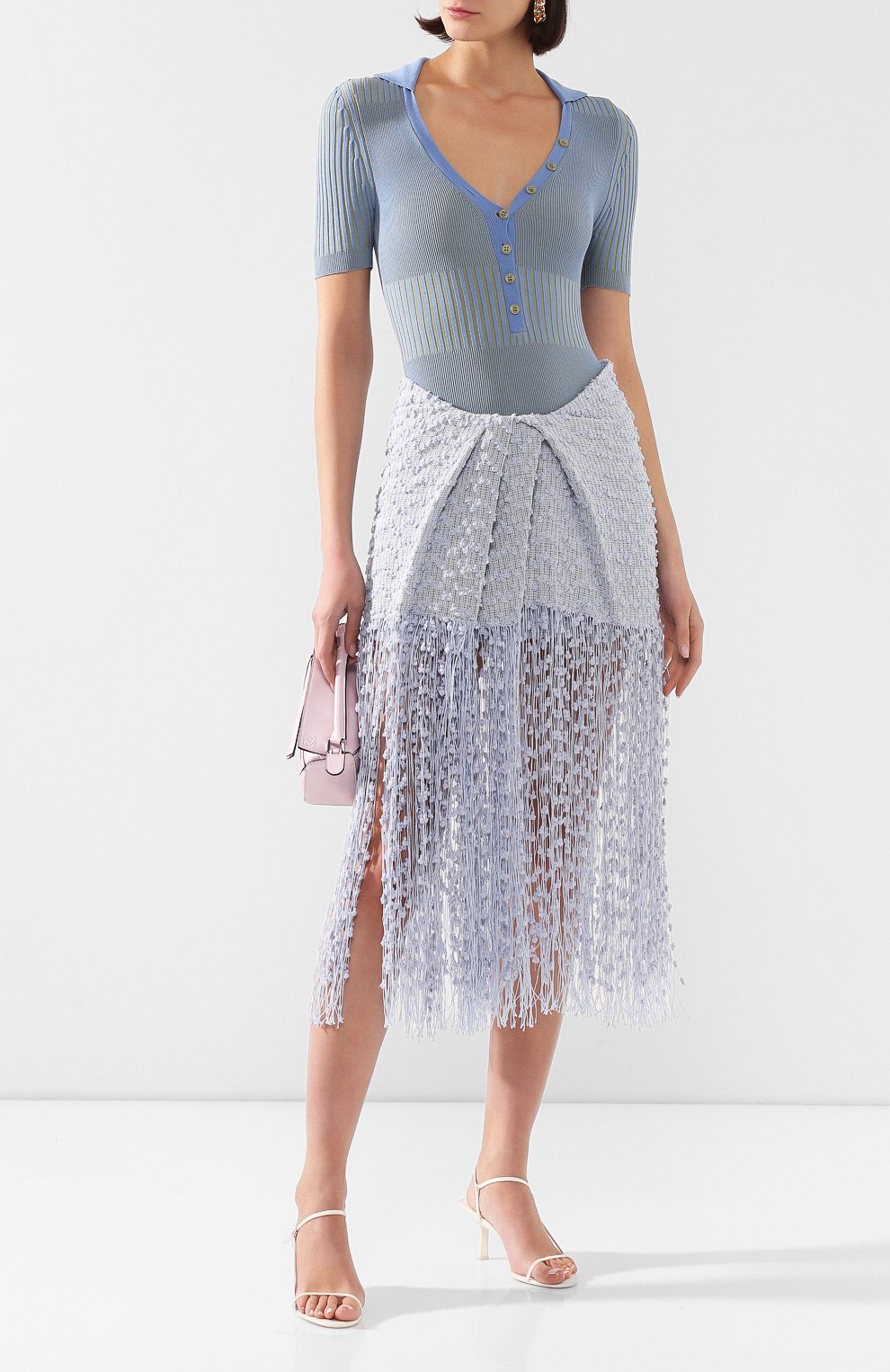 Боди JACQUEMUS голубого цвета по цене 23200 руб., арт. 201KN33/51341, фото 2 Боди JACQUEMUS, арт. 201KN33/51341, фото 2