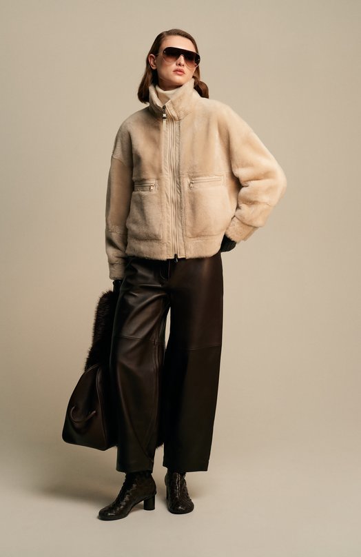 Дубленка из овчины Brunello Cucinelli MPMRA7775P Кремовый  MPMRA7775P Фото 6