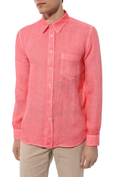 Льняная рубашка 120% LINO кораллового цвета по цене 26600 руб., арт. Y0M1425/0000115/S00, фото 3 Льняная рубашка 120% LINO, арт. Y0M1425/0000115/S00, фото 3