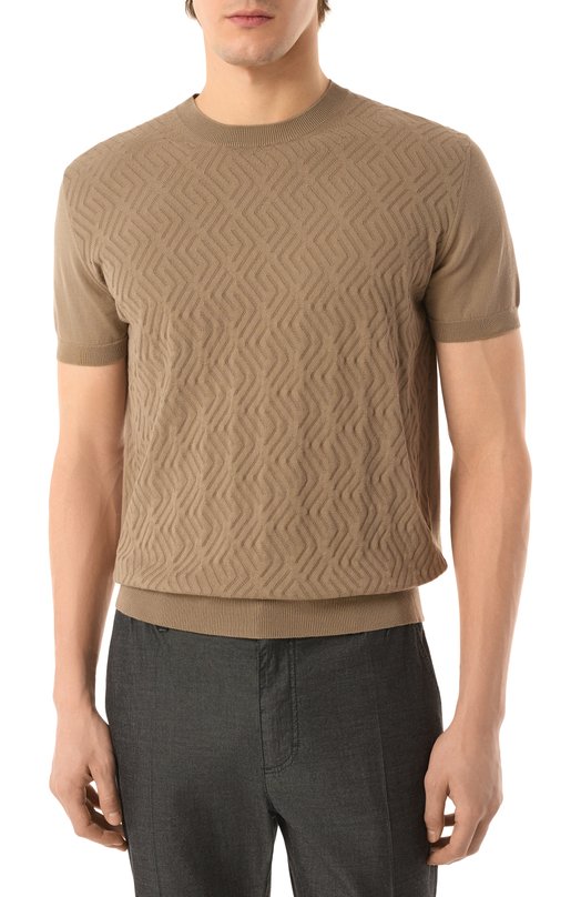 Хлопковый джемпер Corneliani 25M589-2525127 Бежевый  25M589-2525127 Фото 3